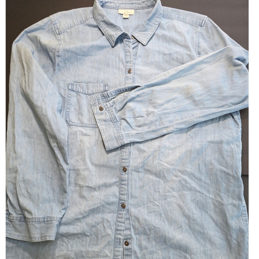 J. Jill Denim Button Down Shirt Womens XL Blue Cotton Chambray Top #Comfort